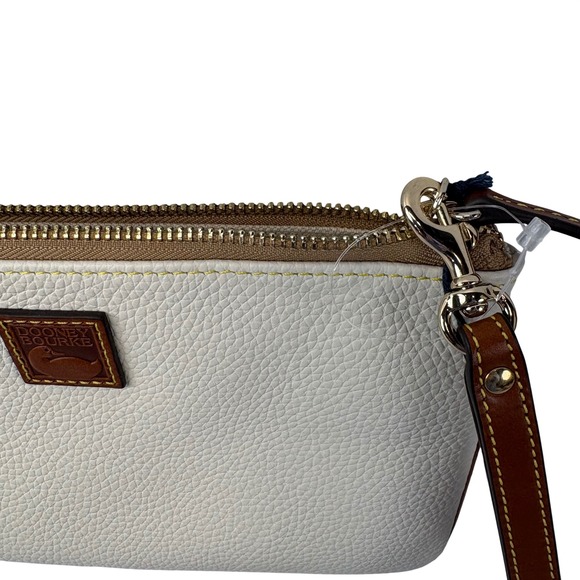 Dooney & Bourke Pebble Grain Large Wristlet Ivory Brown Leather - Picture 11 of 11